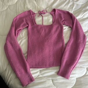Hippie Rose Off-the-Shoulder Pink Sweater